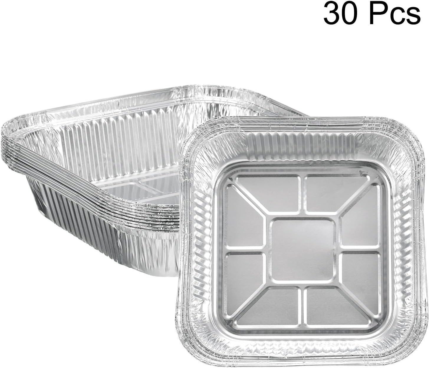 30 Pack 7.09" Square Aluminum Foil Pie Pans - Disposable Non-stick Baking Pans for Pies, Quiches, and Tarts - Silver, Ideal for Parties