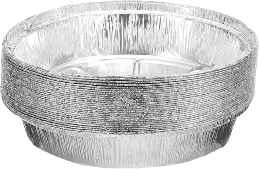 30 Pack Aluminum Foil Pie Pans 8.46" Round - Disposable Non-stick Baking Pans for Pies, Quiches, Tarts - Silver - Ideal for Cooking, Reheating, Parties