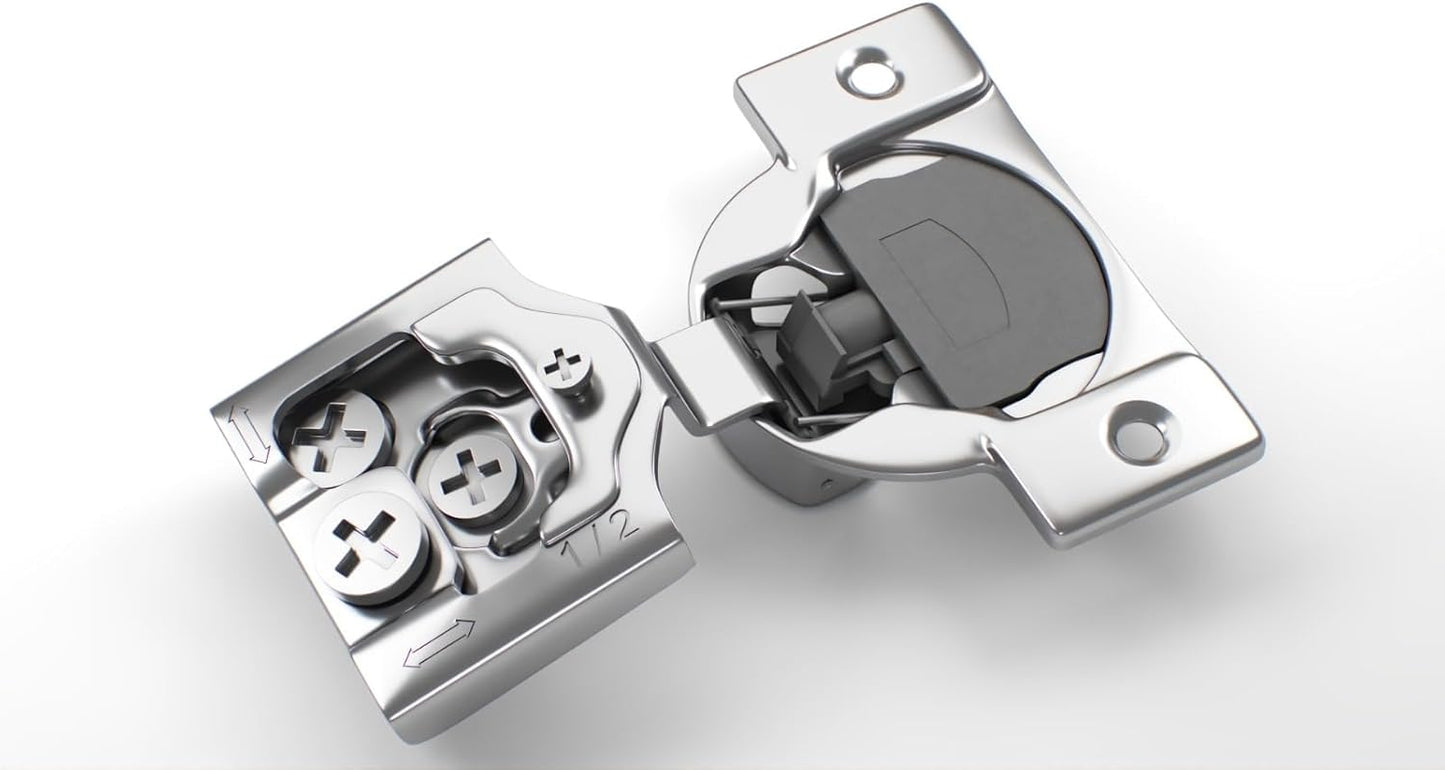 30-Pack Berta Soft Closing Face Frame Cabinet Hinges - 1/2 inch Overlay, 105 Degree, 6-Ways Adjustment, Concealed Kitchen Door Hinges with Screws (30 Pieces)