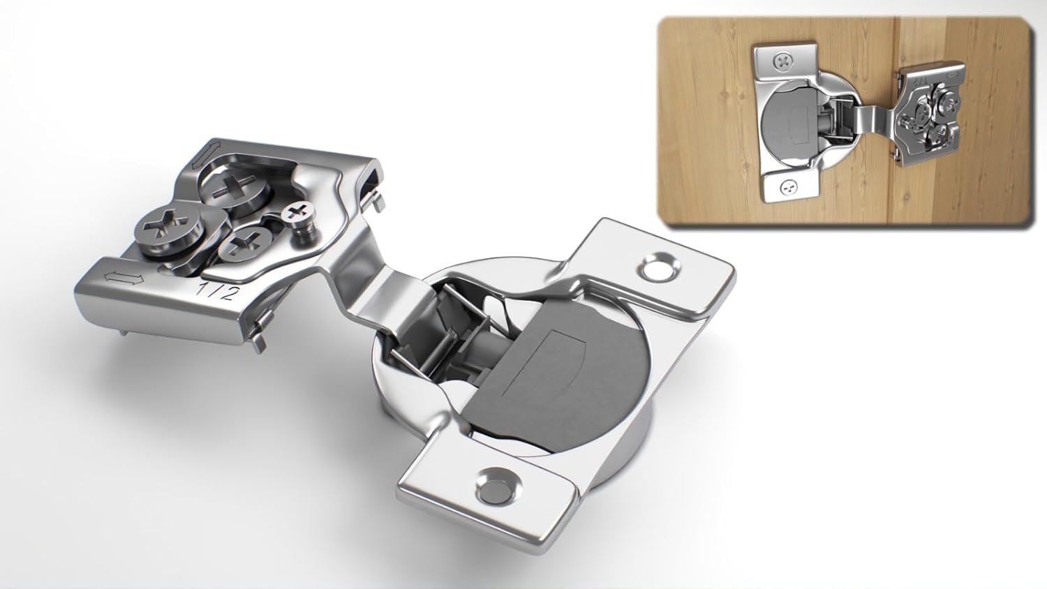 30-Pack Berta Soft Closing Face Frame Cabinet Hinges - 1/2 inch Overlay, 105 Degree, 6-Ways Adjustment, Concealed Kitchen Door Hinges with Screws (30 Pieces)