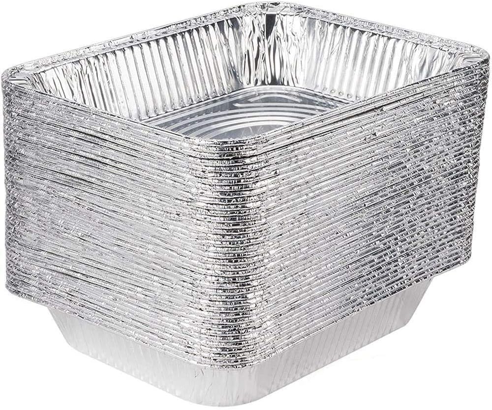 30-Pack Disposable Aluminum Foil Trays for Baking, Roasting, and Food Storage - 25.5x19.5x5.5cm