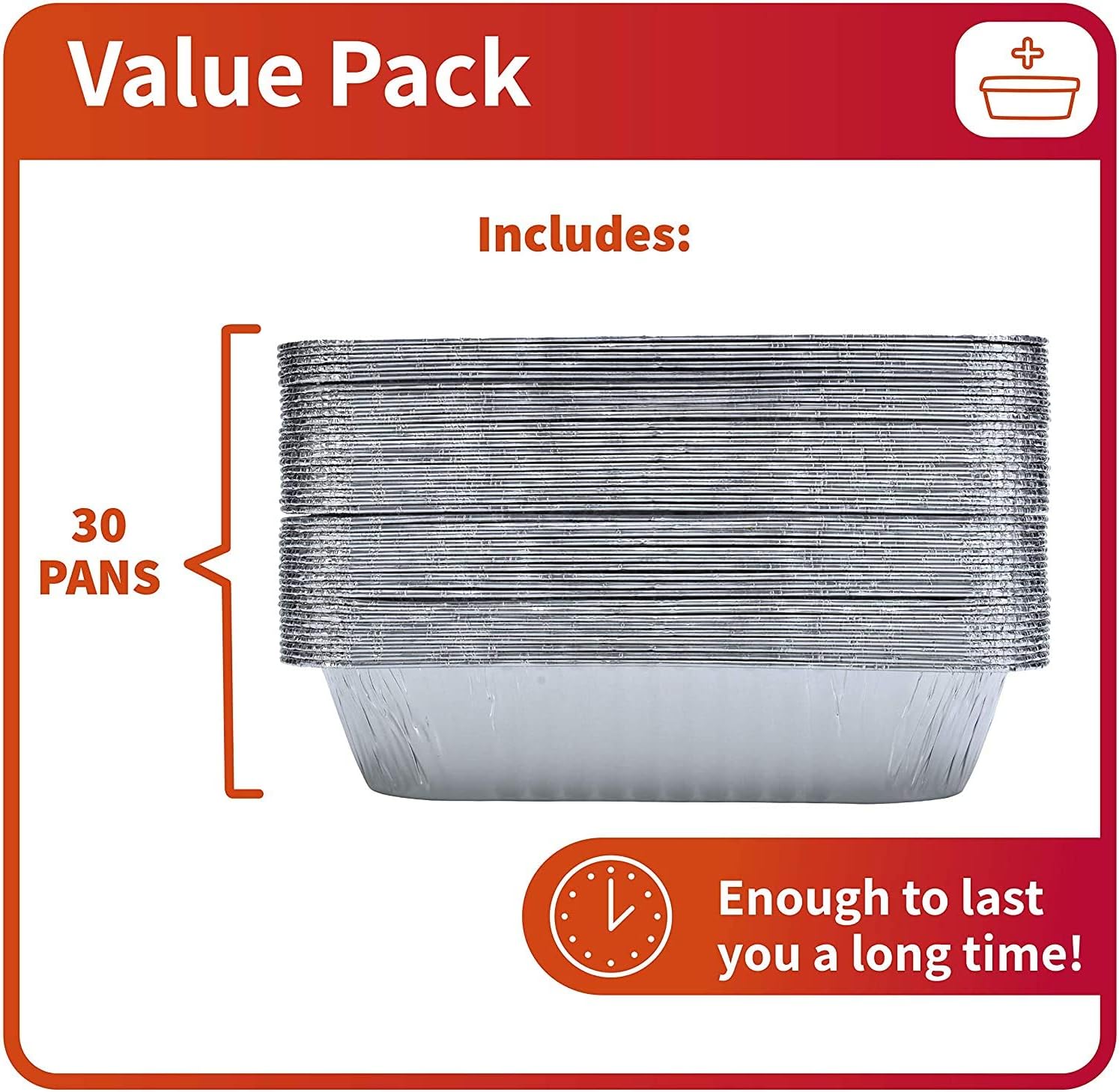 30-Pack Disposable Aluminum Foil Trays for Baking, Roasting, and Food Storage - 25.5x19.5x5.5cm