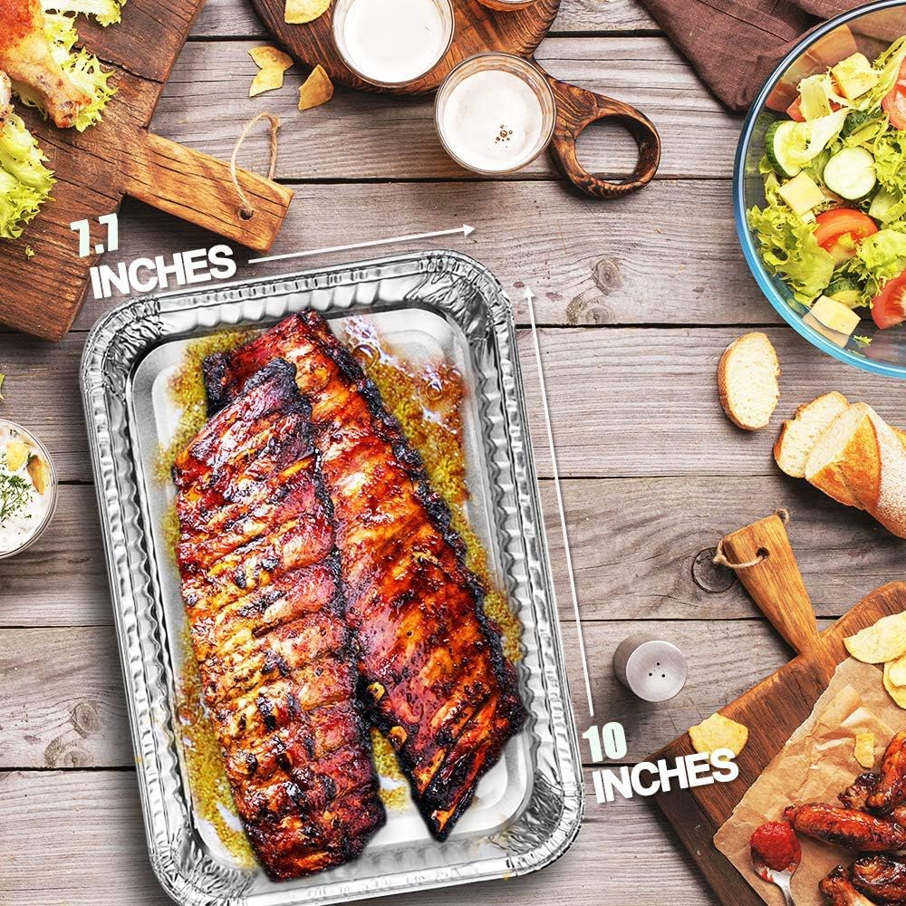 30-Pack Disposable Aluminum Foil Trays for Baking, Roasting, and Food Storage - 25.5x19.5x5.5cm