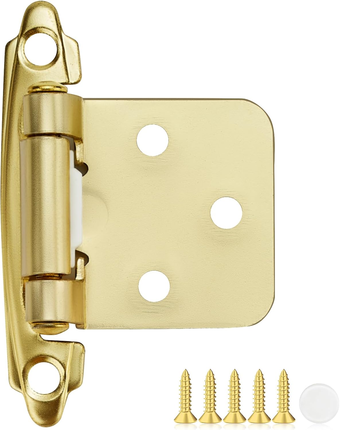 30 Pack Gold Cabinet Hinges - 1/2" Overlay, Semi-Concealed, Self Closing Kitchen Cabinet Door Hinges with Bumper - Face Mount Hardware