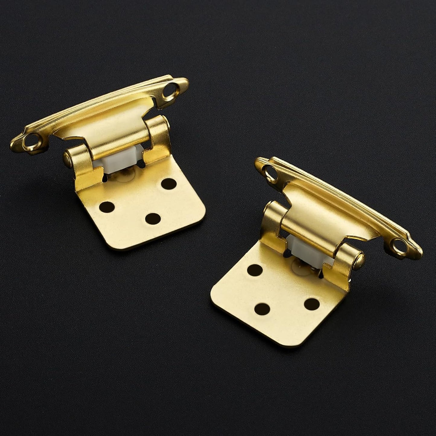 30 Pack Gold Cabinet Hinges - 1/2" Overlay, Semi-Concealed, Self Closing Kitchen Cabinet Door Hinges with Bumper - Face Mount Hardware
