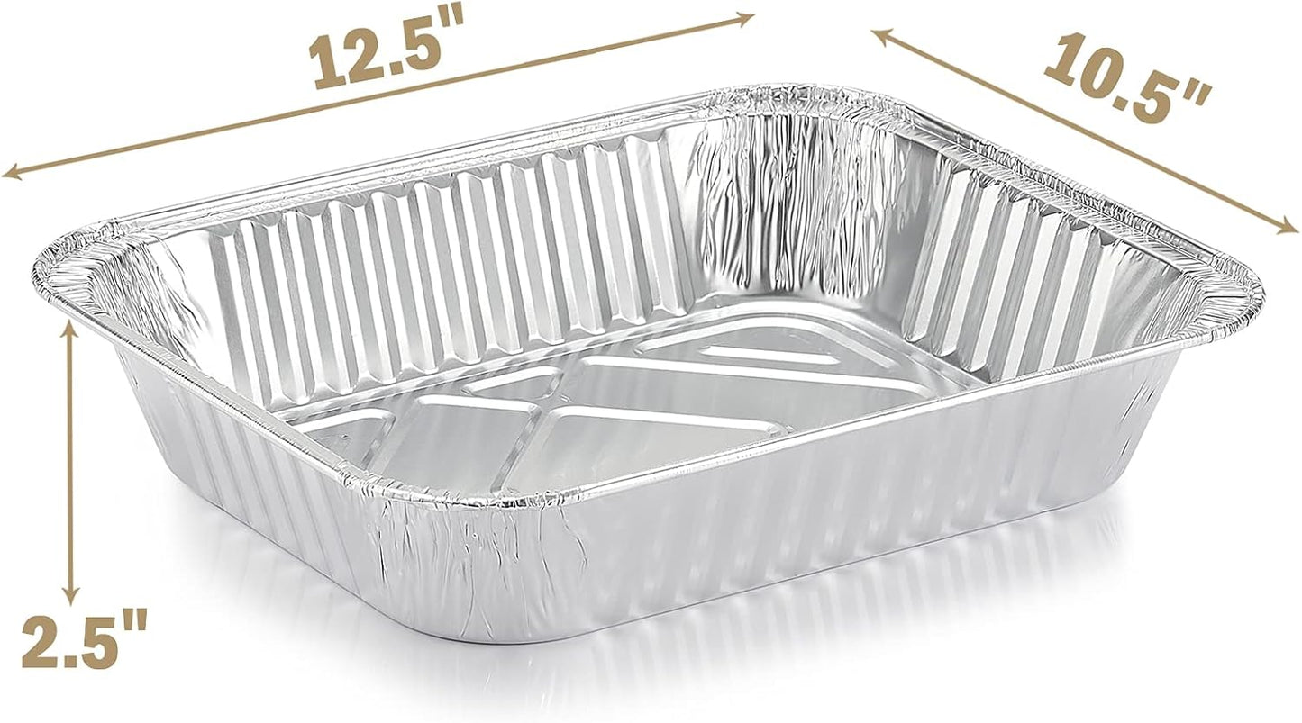 30-Pack Half Size Deep Steam Table Pans Disposable Foil Pans, Extra Thick Aluminum for Baking, Cooking, Roasting - Silver Knight 9x13