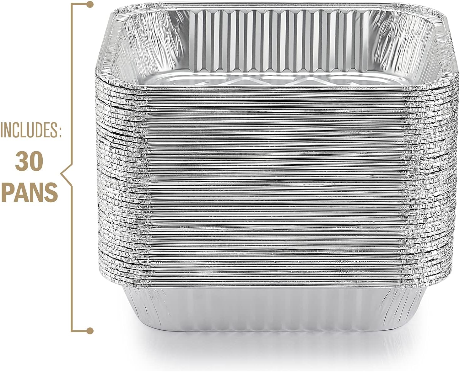 30-Pack Half Size Deep Steam Table Pans Disposable Foil Pans, Extra Thick Aluminum for Baking, Cooking, Roasting - Silver Knight 9x13