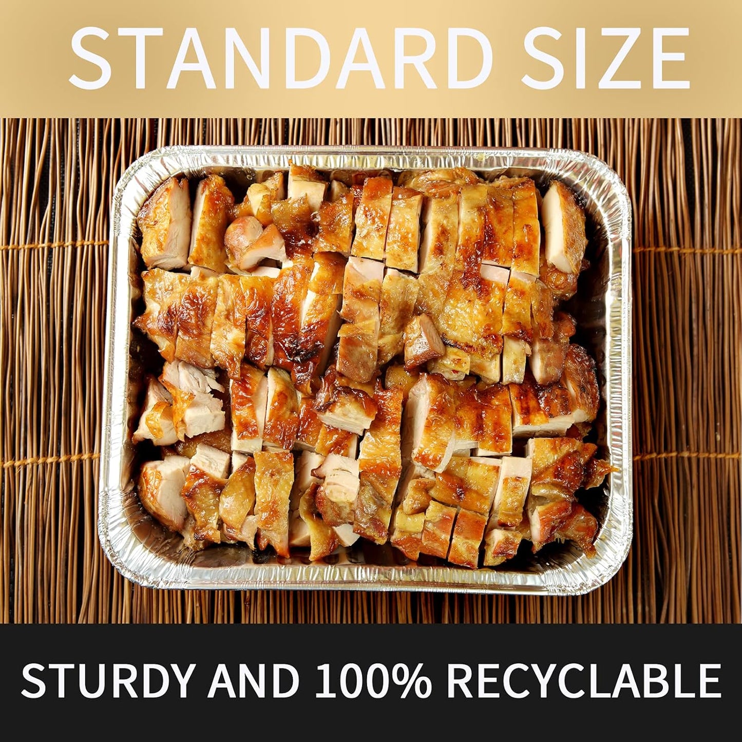 30-Pack Half Size Deep Steam Table Pans Disposable Foil Pans, Extra Thick Aluminum for Baking, Cooking, Roasting - Silver Knight 9x13