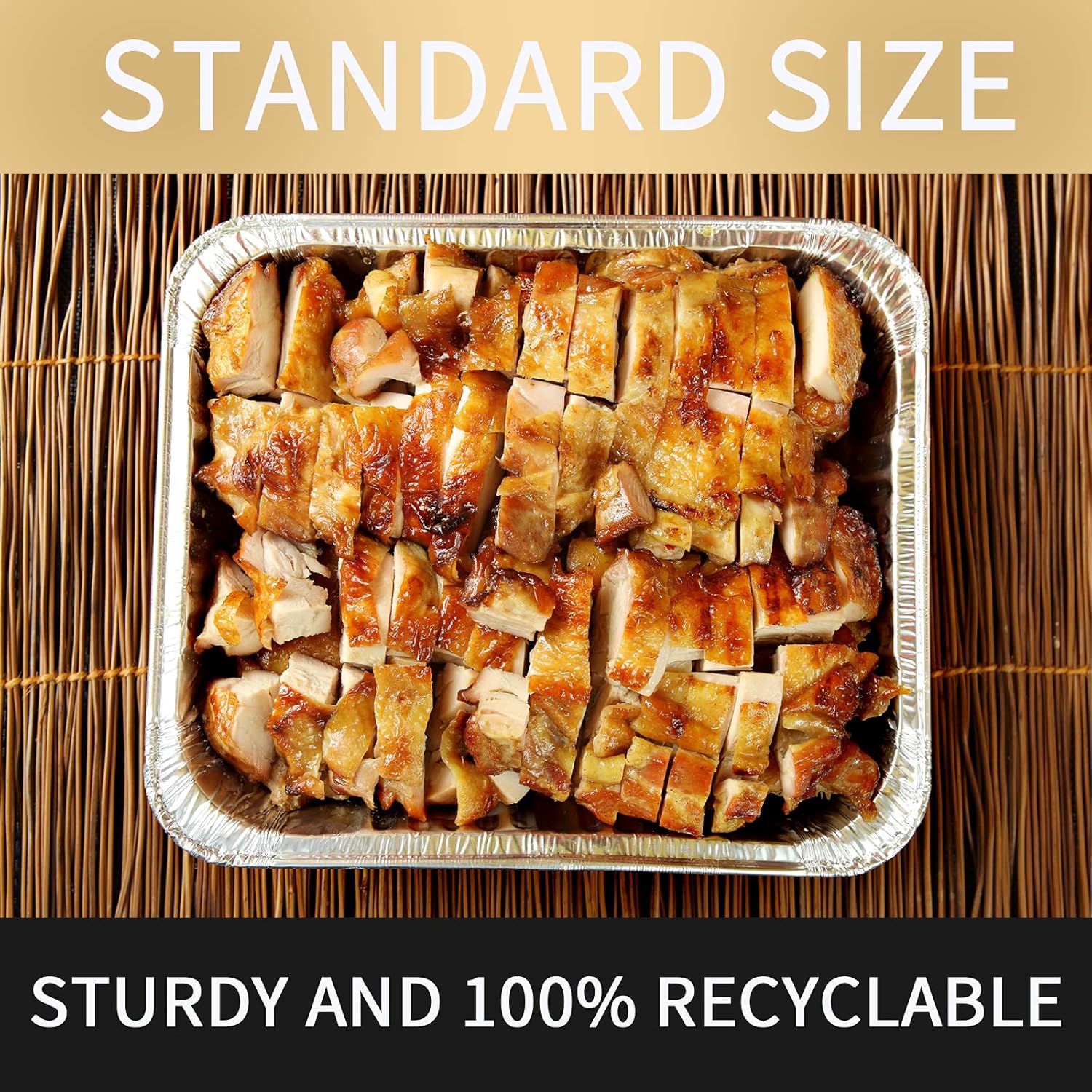 30-Pack Half Size Deep Steam Table Pans Disposable Foil Pans, Extra Thick Aluminum for Baking, Cooking, Roasting - Silver Knight 9x13