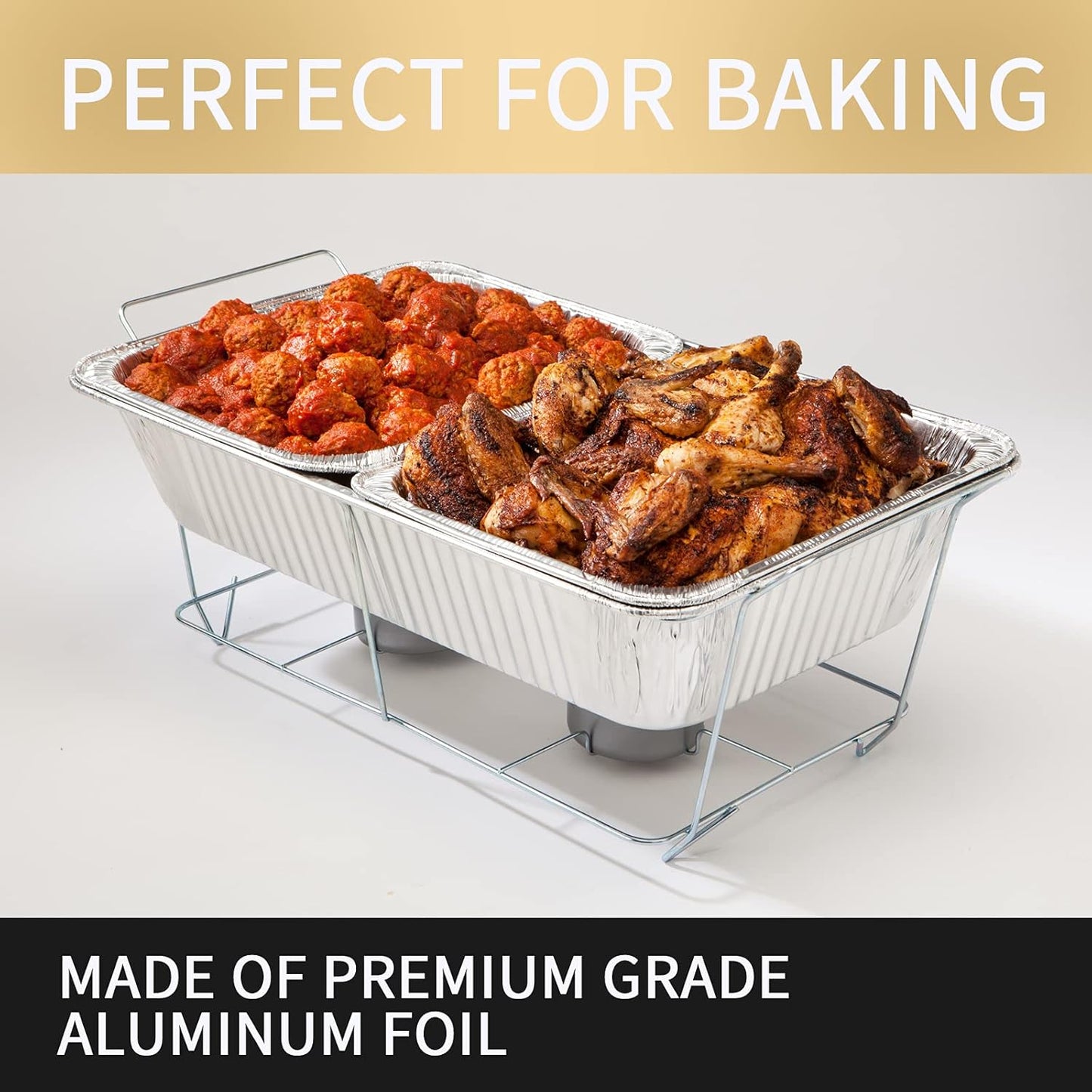 30-Pack Half Size Deep Steam Table Pans Disposable Foil Pans, Extra Thick Aluminum for Baking, Cooking, Roasting - Silver Knight 9x13