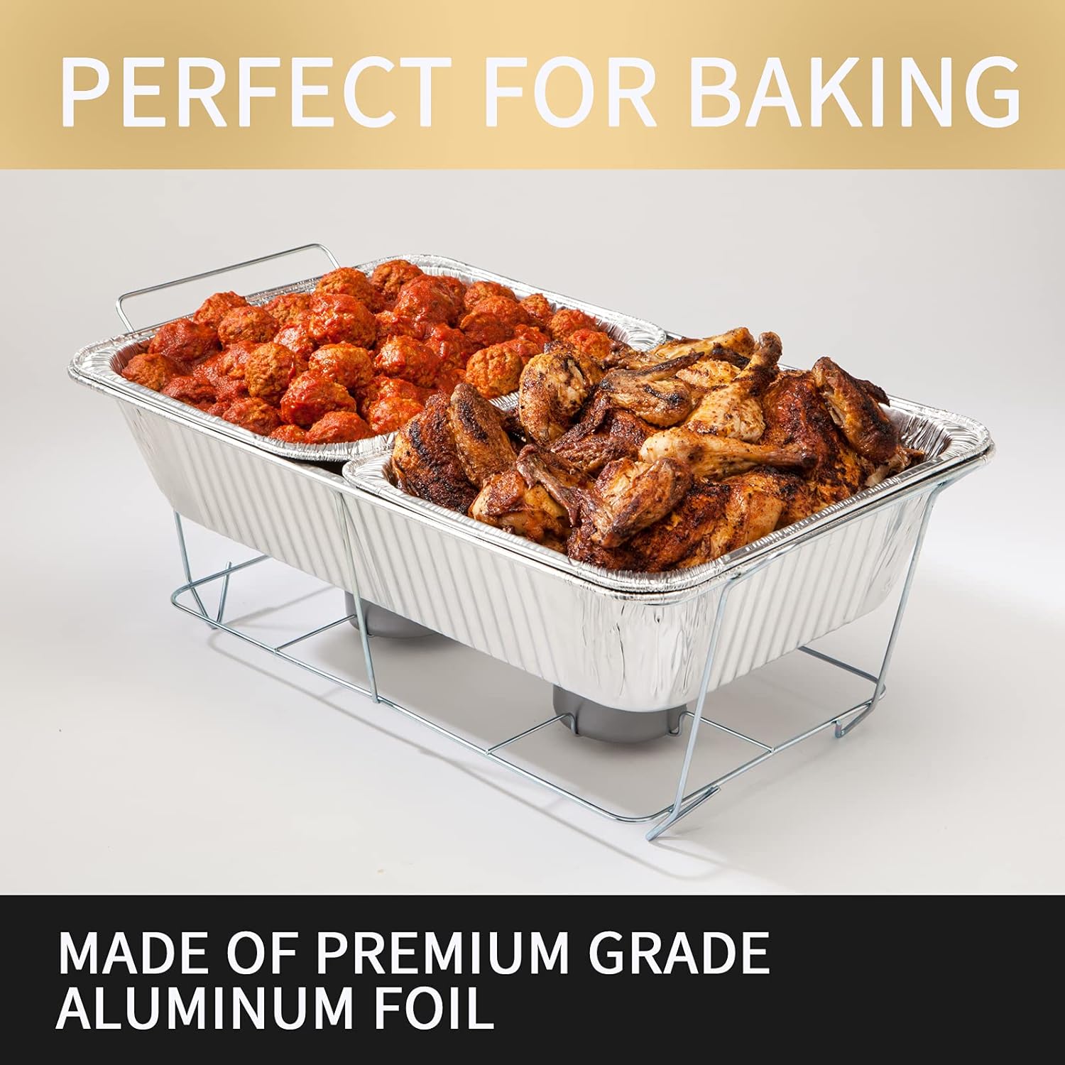 30-Pack Half Size Deep Steam Table Pans Disposable Foil Pans, Extra Thick Aluminum for Baking, Cooking, Roasting - Silver Knight 9x13