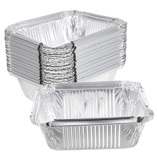 30-Pack Heavy Duty Aluminum Foil Pans for Air Fryer and Grill - Disposable Baking Trays for Barbecue - 450ml Size