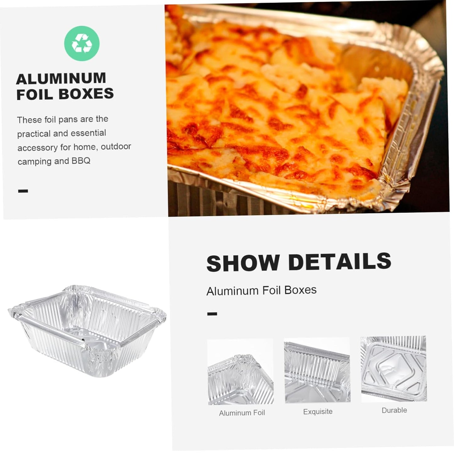 30-Pack Heavy Duty Aluminum Foil Pans for Air Fryer and Grill - Disposable Baking Trays for Barbecue - 450ml Size