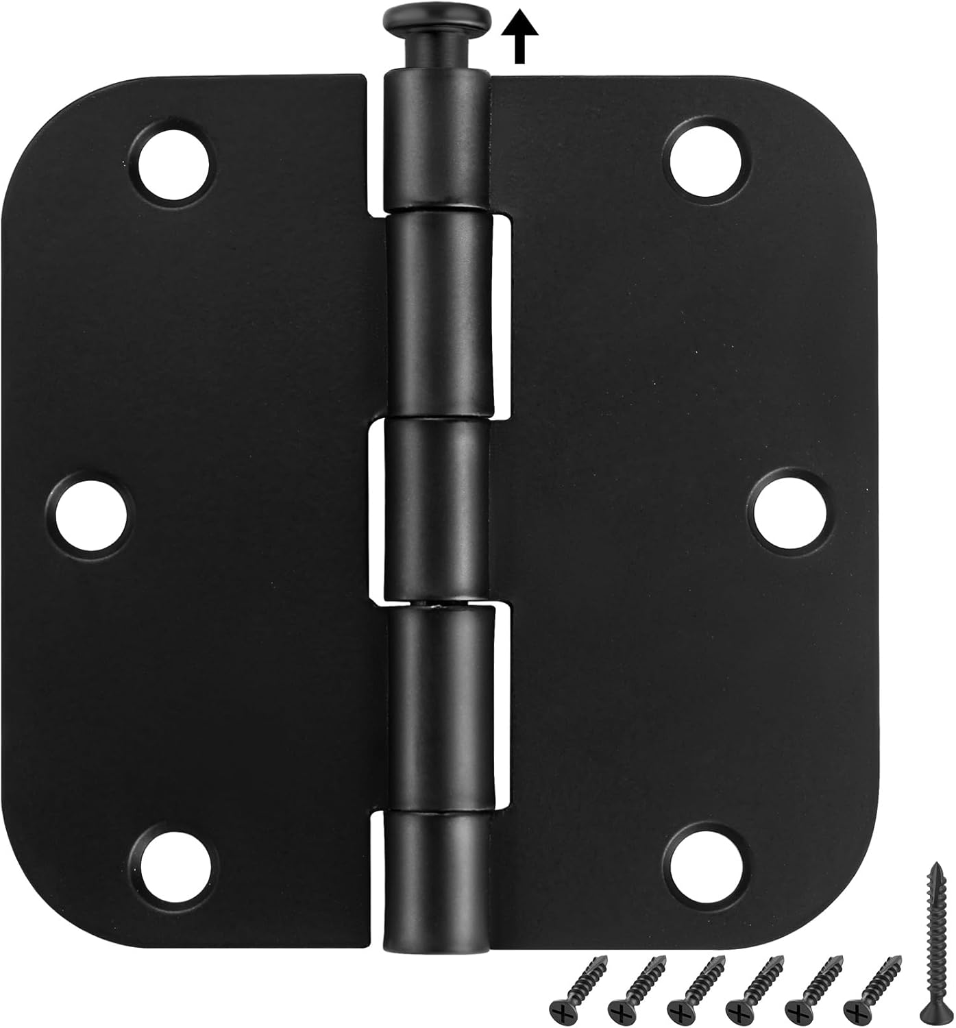 30 Pack Matte Black 3.5 x 3.5 Inch Interior Rounded Door Hinges with 5/8" Radius - Heavy-Duty Black Hinges for Standard Bedroom Office Door Hardware