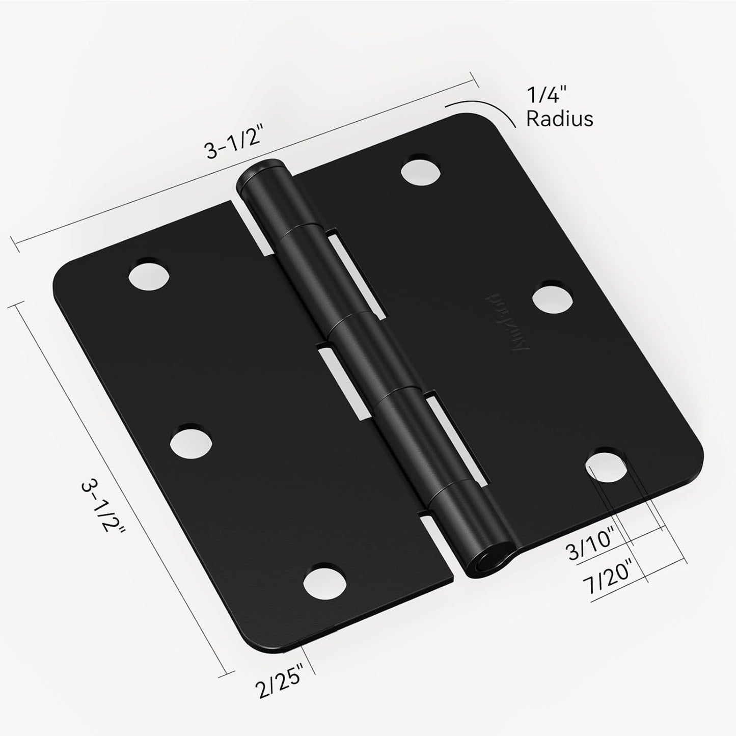 30-Pack Matte Black Door Hinges with 3.5" Rounded Interior Design - 1/4" Radius Corners, Ideal for 3 1/2" Flat Iron Doors
