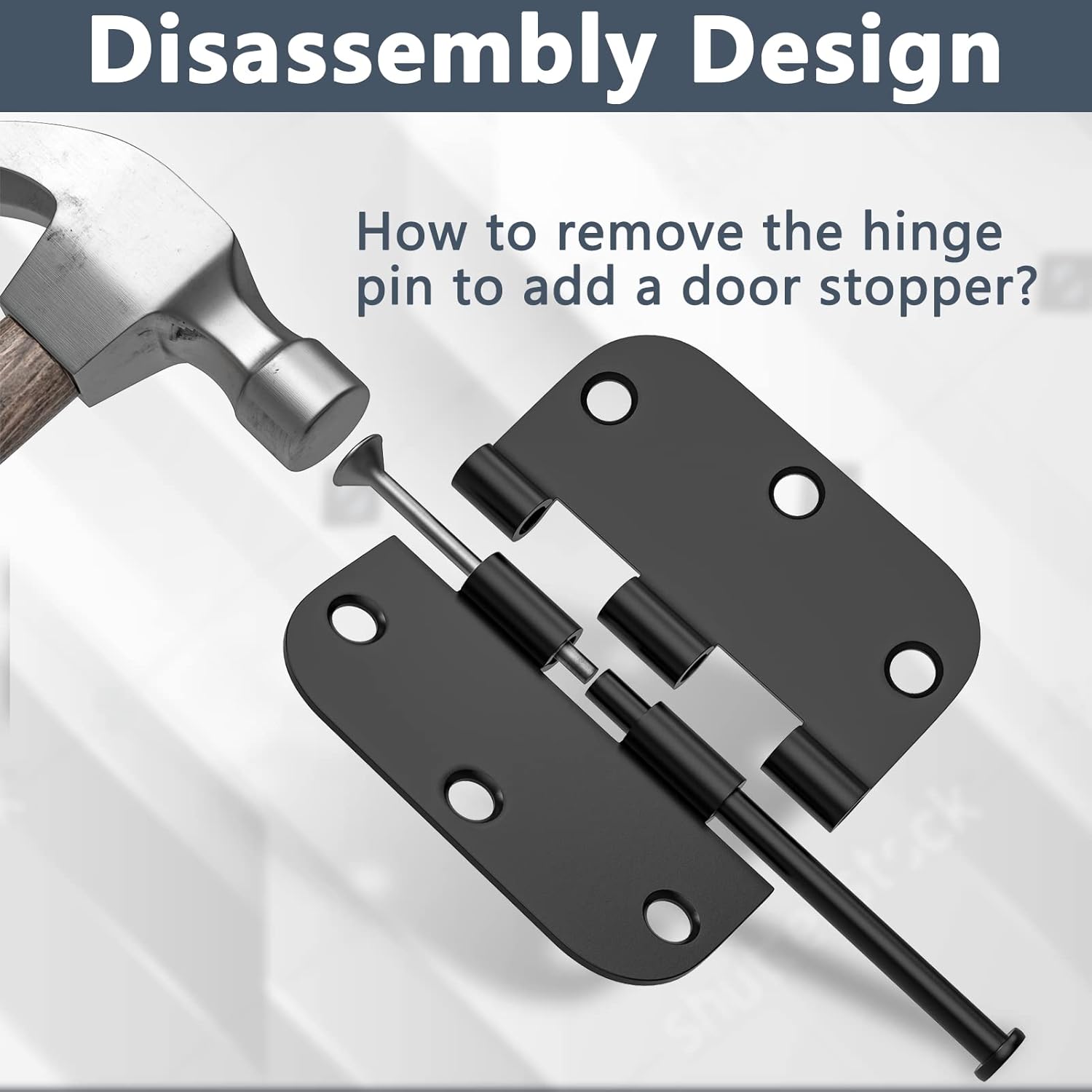 30 Pack Matte Black Rounded Door Hinges 3.5 x 3.5 inch with 5/8 Radius - Interior Hardware for 3 1/2" Doors