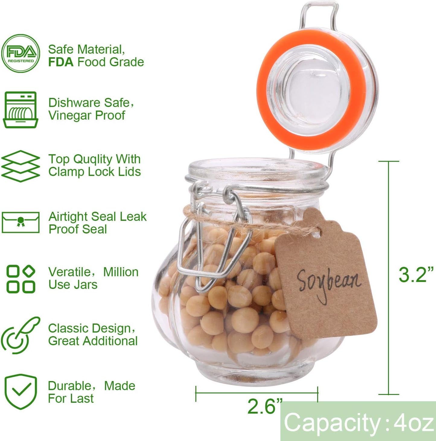 30 Pack of 4 oz Glass Spice Jars with Airtight Lids, Rubber Gaskets, and Labels - Small Mason Jars for Kitchen Storage