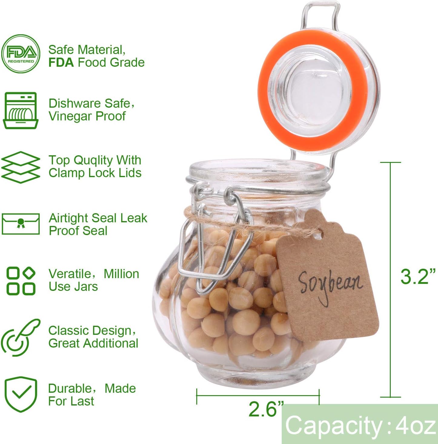 30 Pack of 4 oz Glass Spice Jars with Airtight Lids, Rubber Gaskets, and Labels - Small Mason Jars for Kitchen Storage