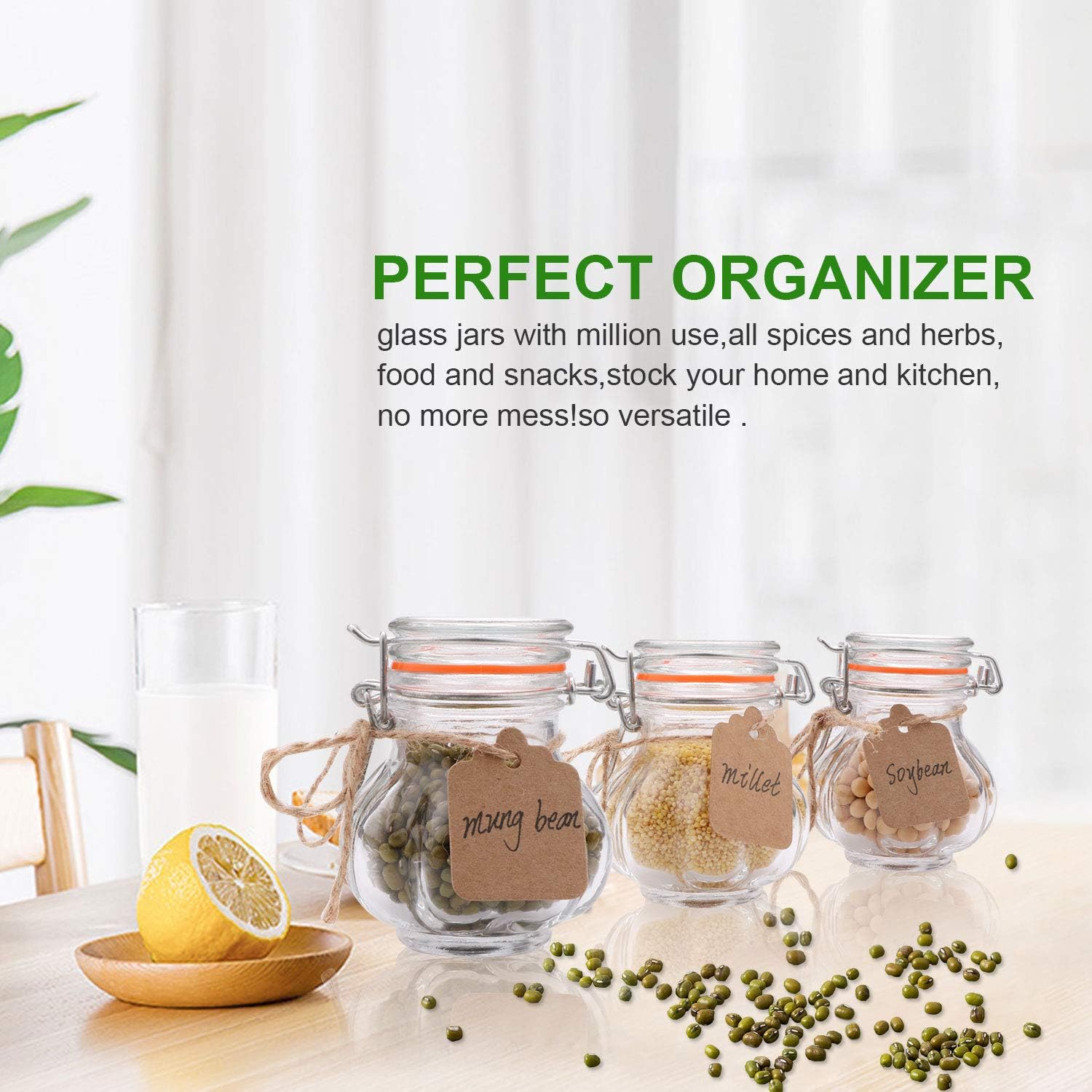 30 Pack of 4 oz Glass Spice Jars with Airtight Lids, Rubber Gaskets, and Labels - Small Mason Jars for Kitchen Storage