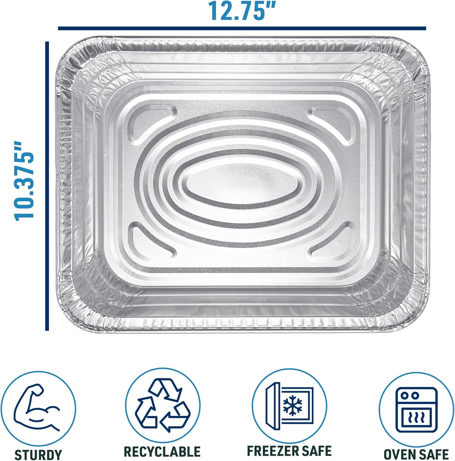 30 Pack of DOBI 9x13 Half Size Aluminum Pans - Heavy Duty Deep Foil Baking Tins for Cooking, Baking, and Roasting