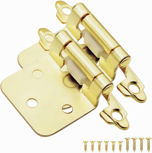 30 Pack of Donanim 1/2" Brass Gold Overlay Self Closing Cabinet Hinges for Kitchen Cabinet Doors