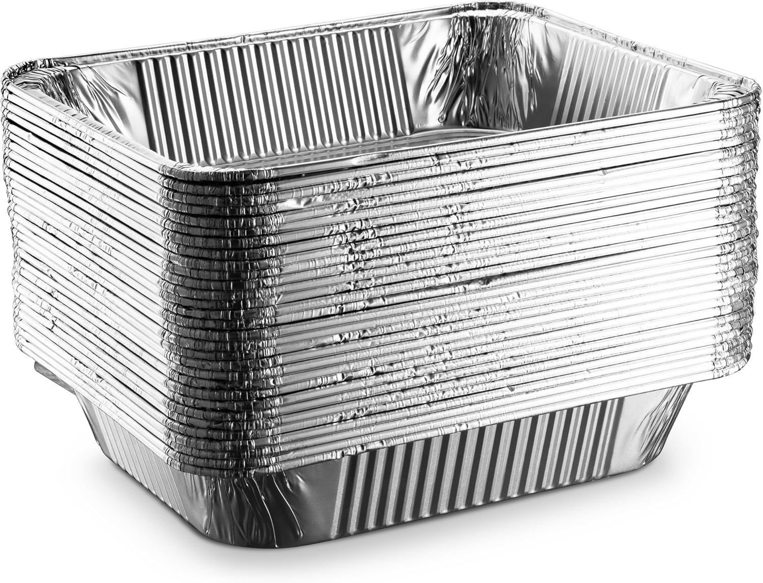 30 Pack of Propack Disposable Aluminum Foil Half Size Containers for Meal Prep and Cooking