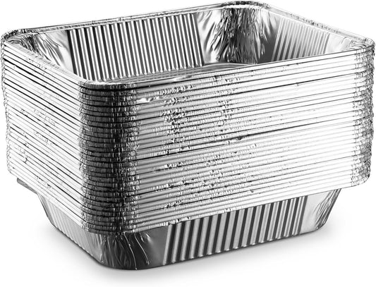 30 Pack of Propack Disposable Aluminum Foil Half Size Containers for Meal Prep and Cooking