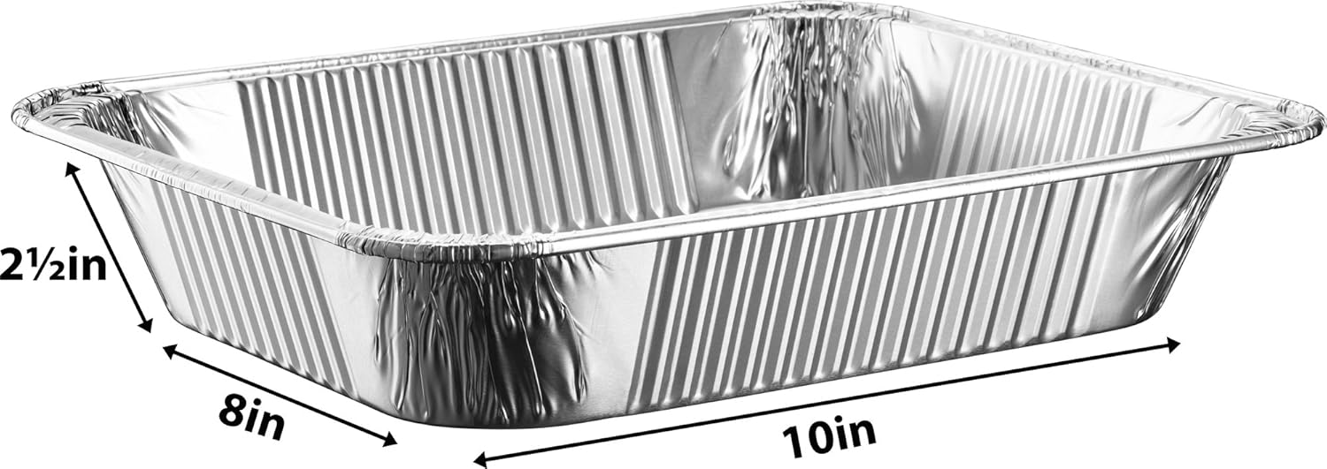 30 Pack of Propack Disposable Aluminum Foil Half Size Containers for Meal Prep and Cooking