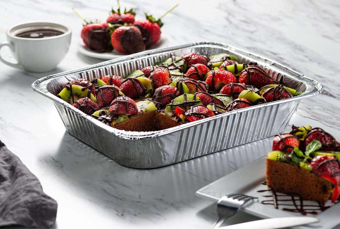 30 Pack of Propack Disposable Aluminum Foil Half Size Containers for Meal Prep and Cooking