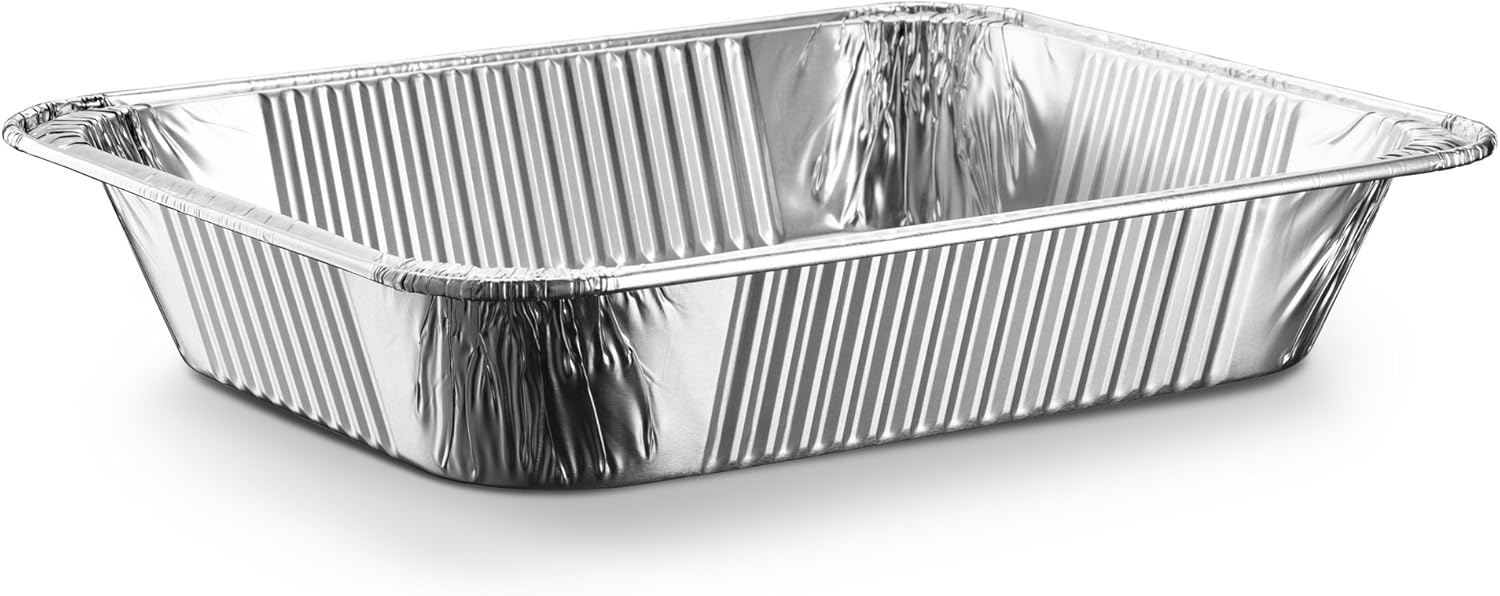 30 Pack of Propack Disposable Aluminum Foil Half Size Containers for Meal Prep and Cooking