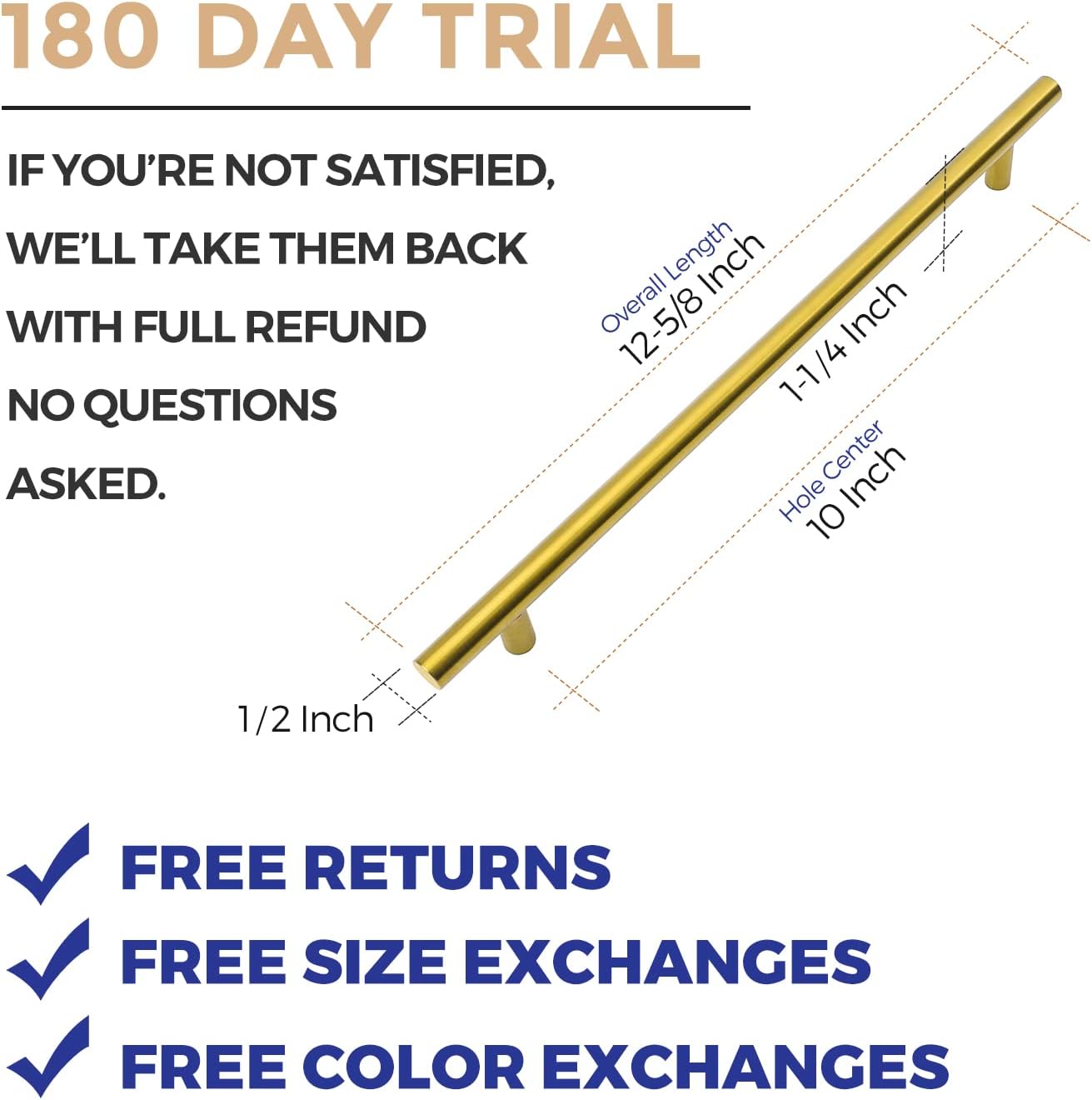 30 Pack of Ravinte Brushed Gold Cabinet Handles - 10 inch Modern Gold Kitchen Drawer Pulls