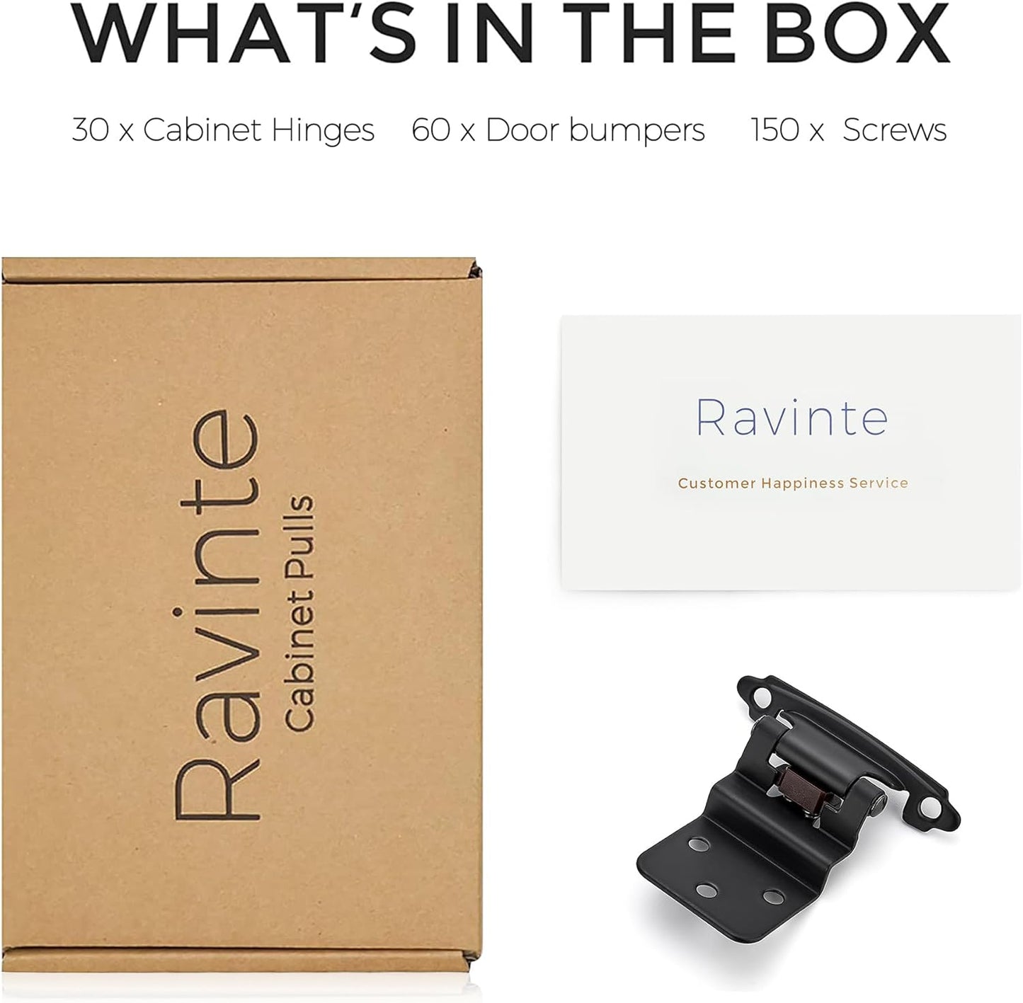 30 Pack Ravinte 3/8" Inset Matte Black Self Closing Cabinet Hinges for Kitchen/Bathroom/Furniture Cabinets & Doors - WildKart