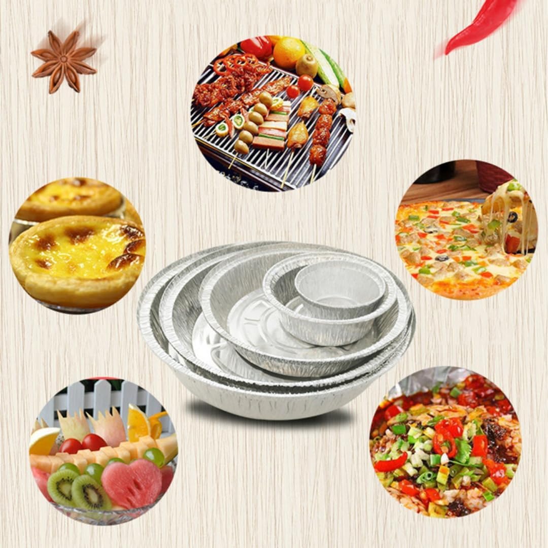 30 Pack Round 4.3''X2.9'' Disposable Aluminum Foil Trays for Baking and Cooking - Pot Roasting Containers for Frozen Food Storage