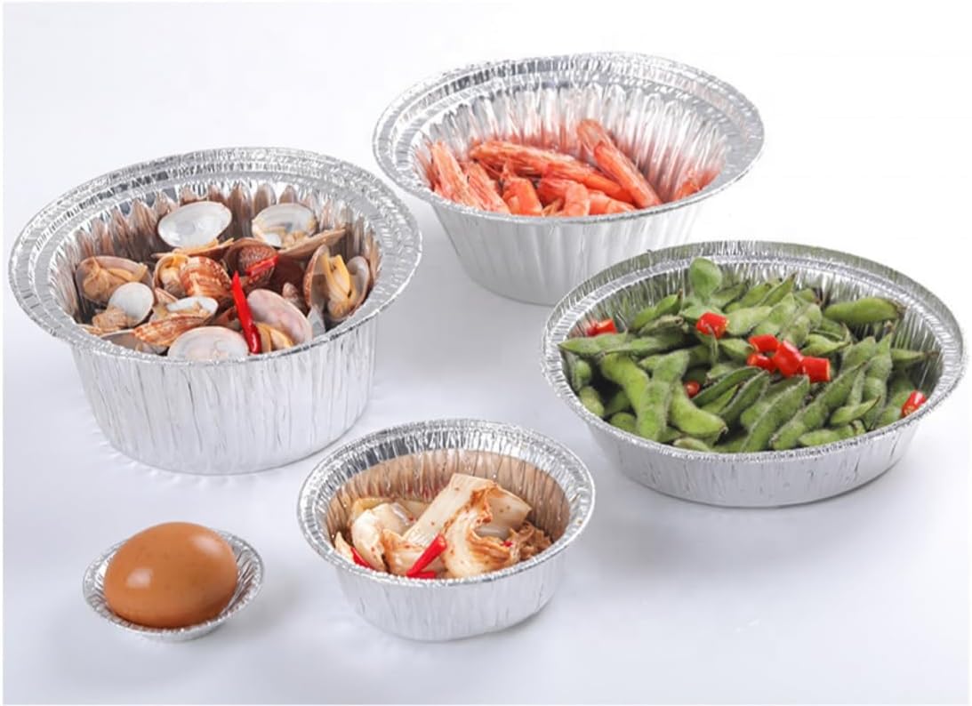 30 Pack Round 4.3''X2.9'' Disposable Aluminum Foil Trays for Baking and Cooking - Pot Roasting Containers for Frozen Food Storage