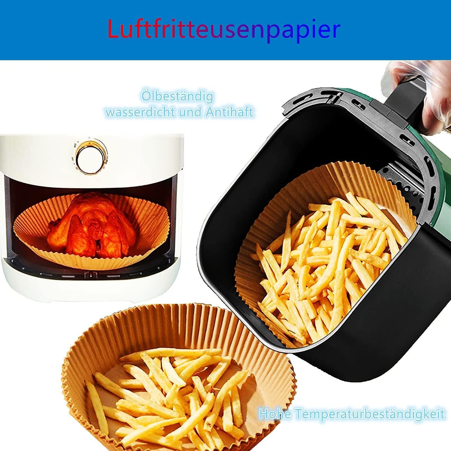 30-Pack Round Air Fryer Disposable Baking Paper - Waterproof and Oil-Proof Parchment Paper for Frying Pan, Oven, Grill, Cook, Steam, and Hot Air Fryer