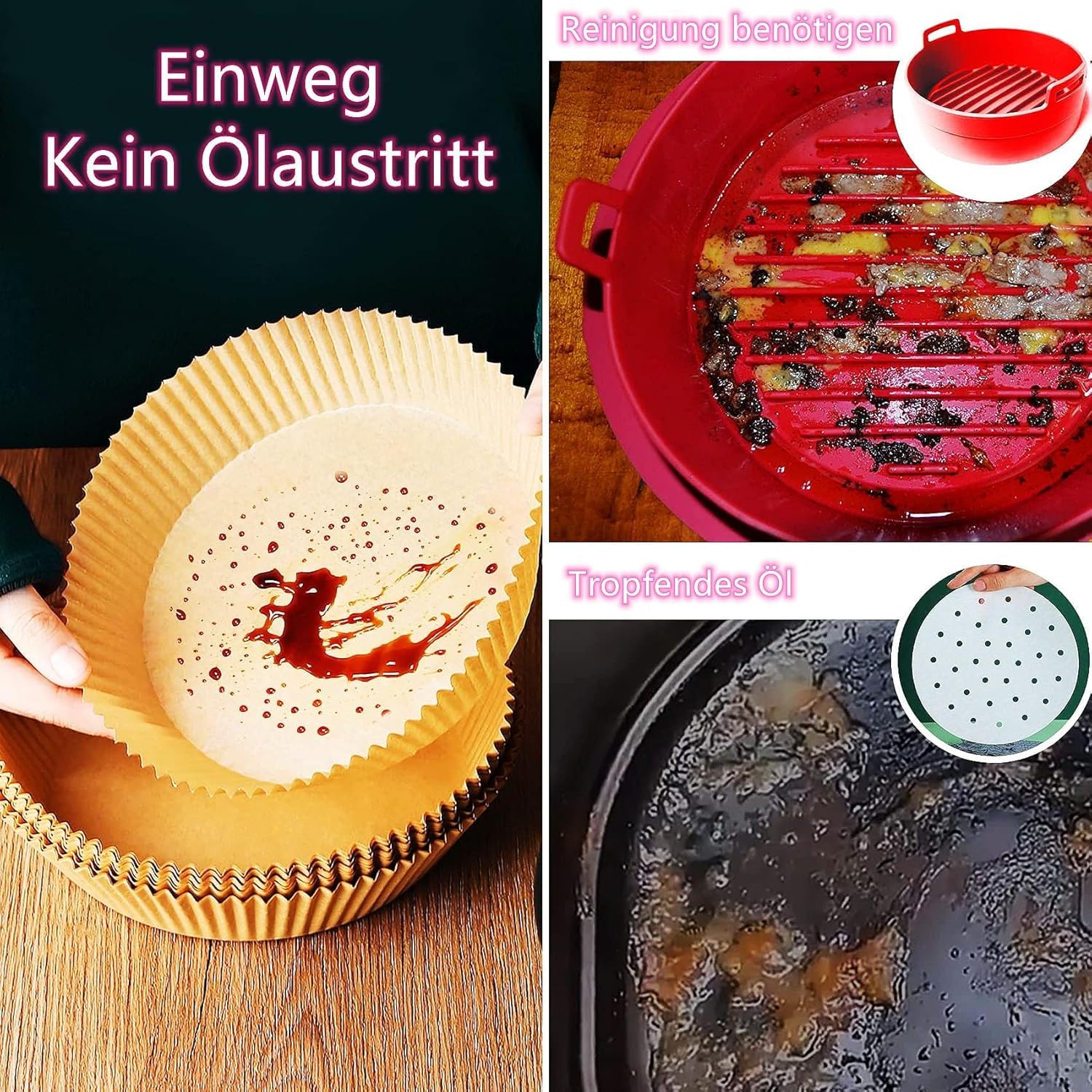 30-Pack Round Air Fryer Disposable Baking Paper - Waterproof and Oil-Proof Parchment Paper for Frying Pan, Oven, Grill, Cook, Steam, and Hot Air Fryer