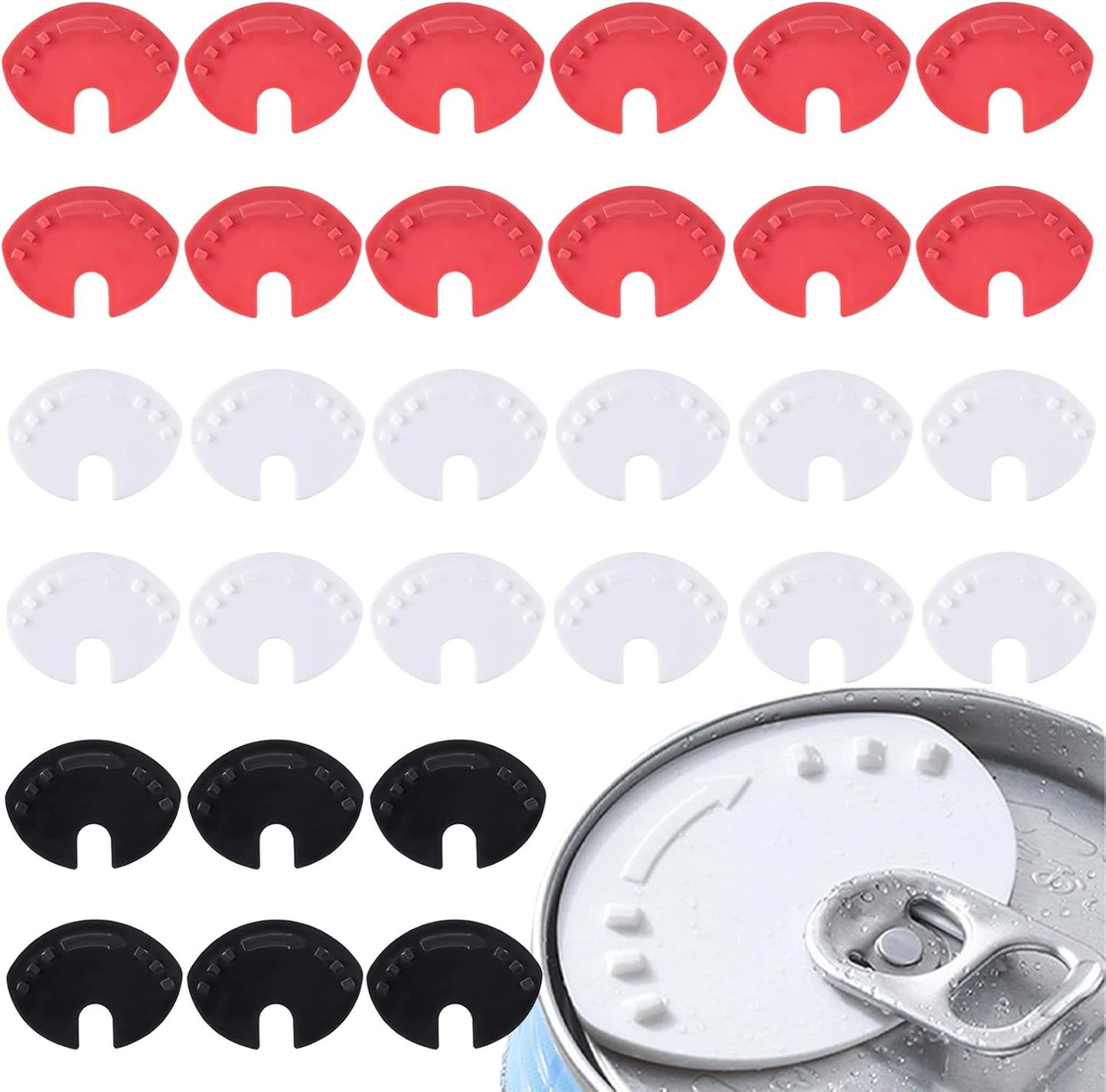 30 Pack Soda Can Lids - Plastic Covers for Soda Cans - Spill Guard for Beer, Coke, Juice - Top Cap Protector for Beverages
