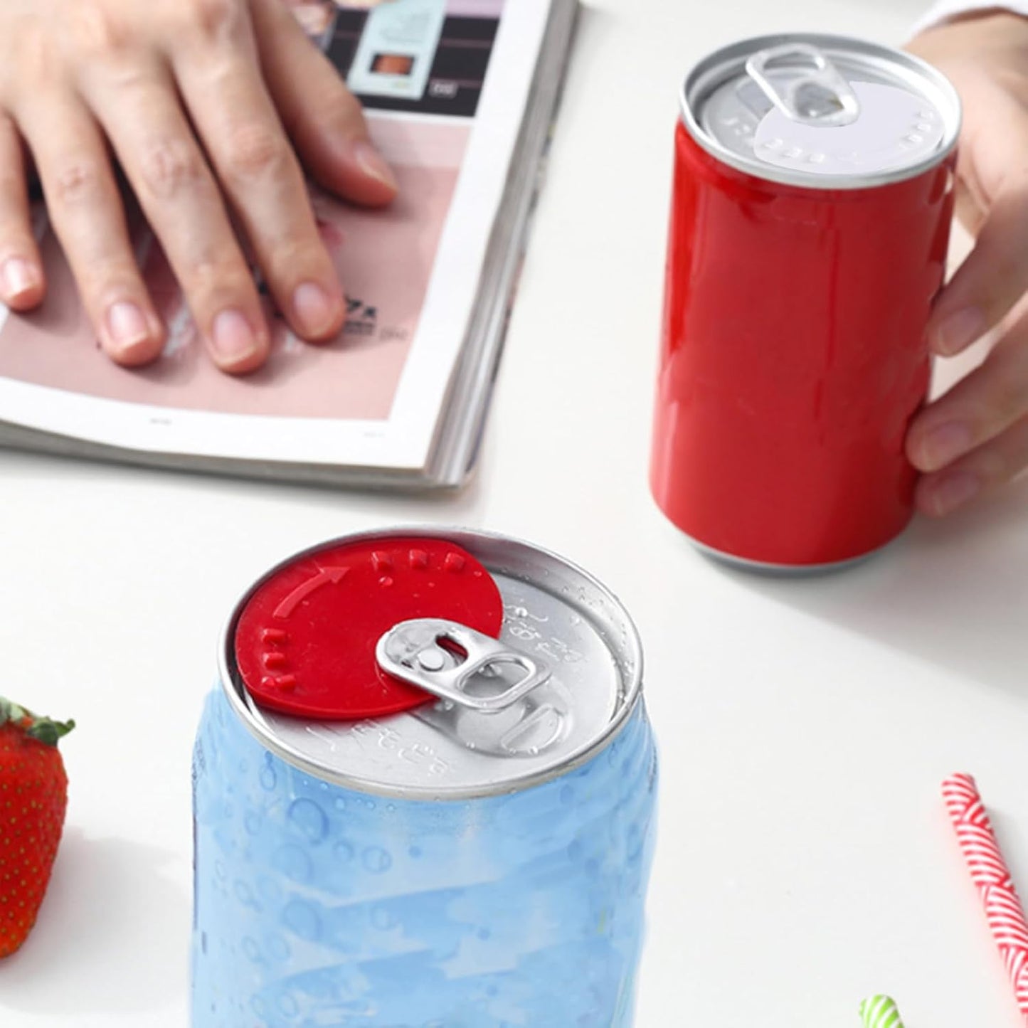 30 Pack Soda Can Lids - Plastic Covers for Soda Cans - Spill Guard for Beer, Coke, Juice - Top Cap Protector for Beverages