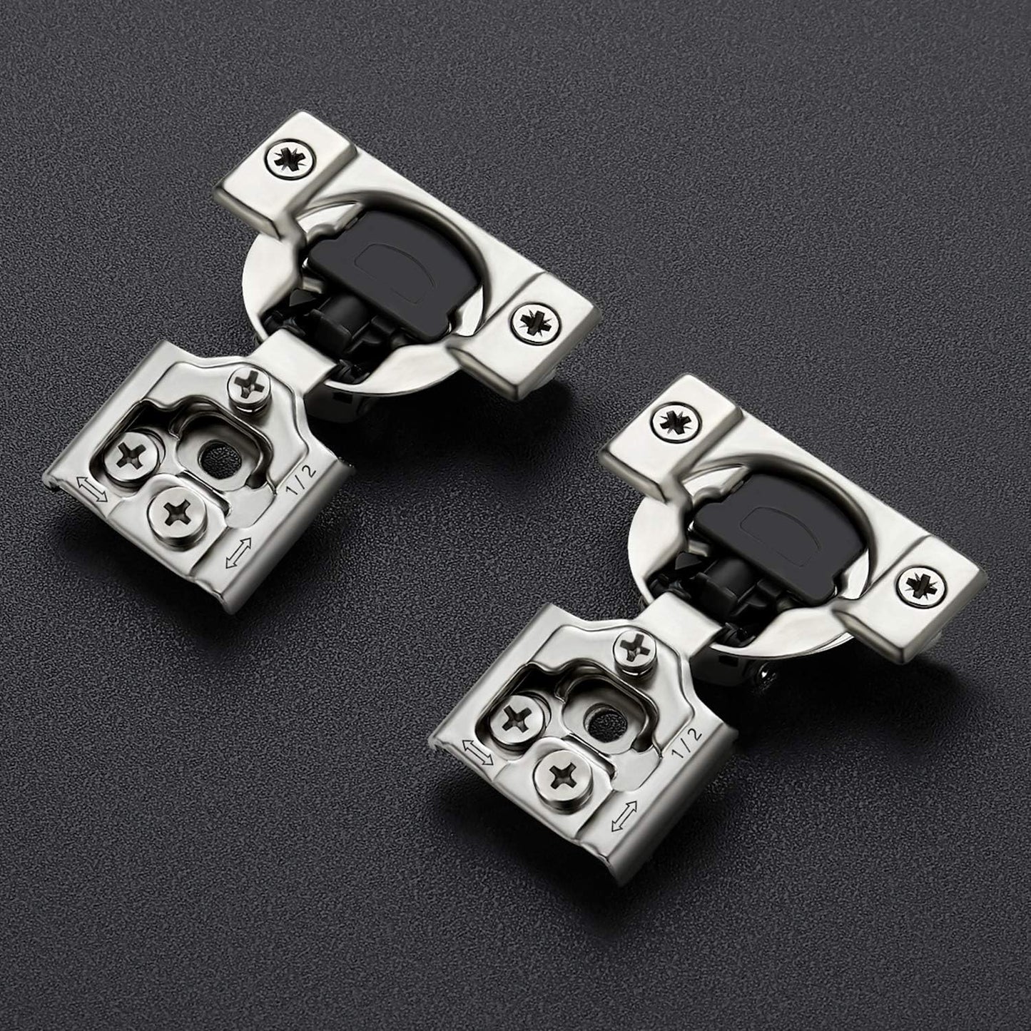 30 Pack Soft Close Kitchen Cabinet Hinges 1/2 inch Overlay Satin Nickel Stainless Steel Concealed Hinges - WildKart