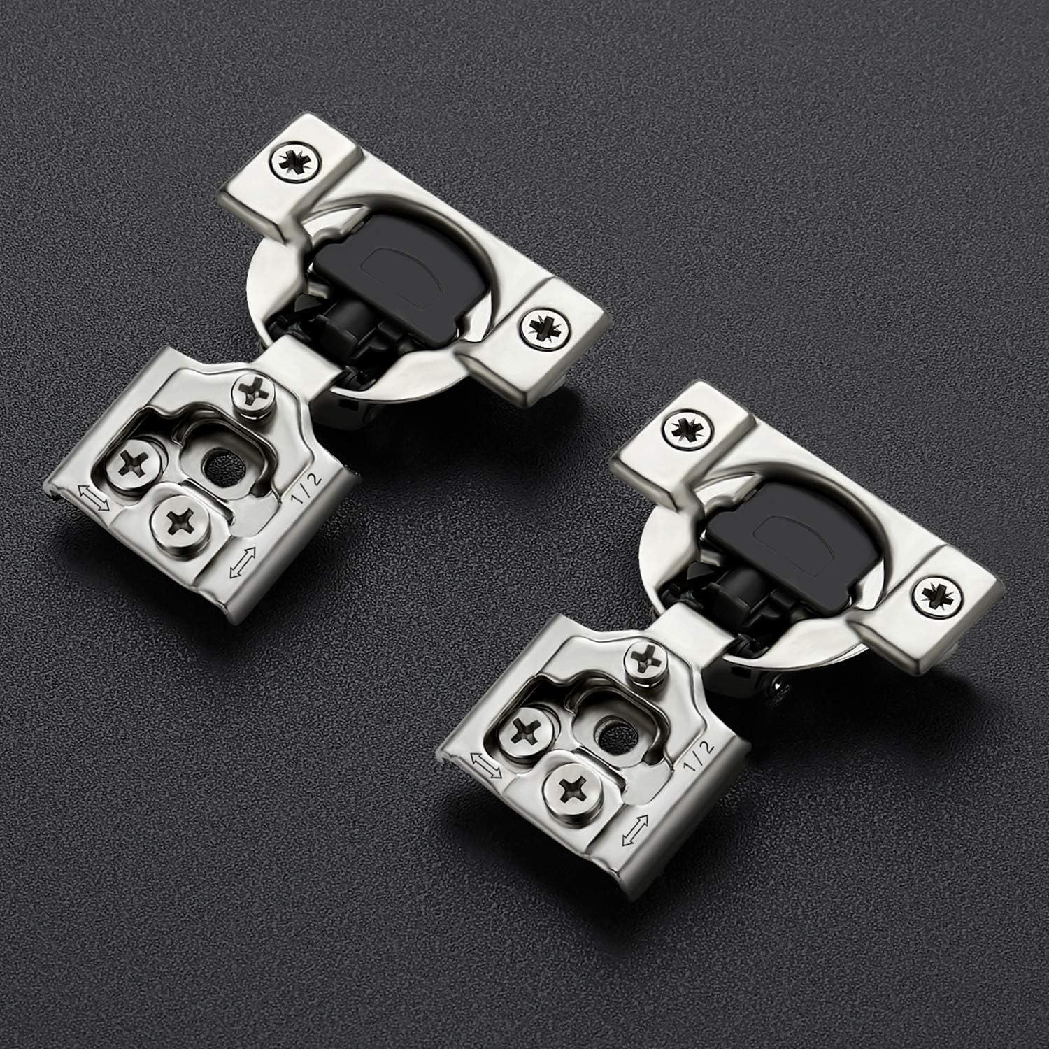 30 Pack Soft Close Kitchen Cabinet Hinges 1/2 inch Overlay Satin Nickel Stainless Steel Concealed Hinges - WildKart