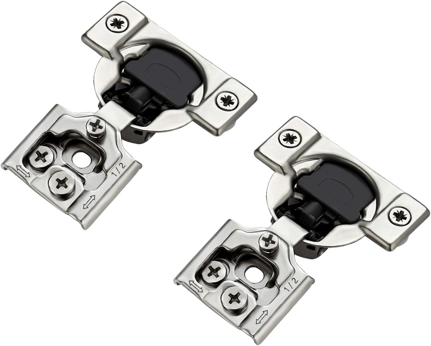 30 Pack Soft Close Kitchen Cabinet Hinges 1/2 inch Overlay Satin Nickel Stainless Steel Concealed Hinges - WildKart