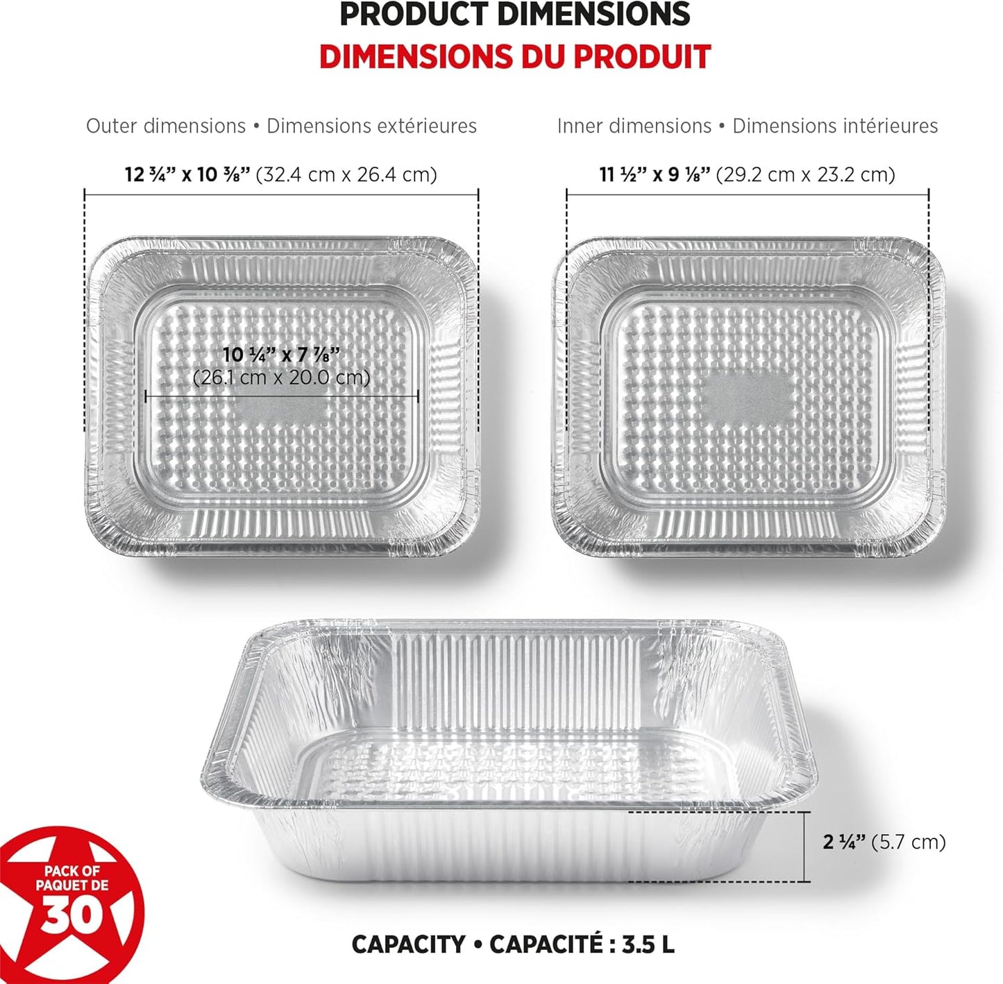 30-Pack Starfrit Half-Size Steam Table Pans - Recyclable & Disposable - Oven & Freezer Safe - Ideal for Cooking, Baking, Roasting & Meal Prep
