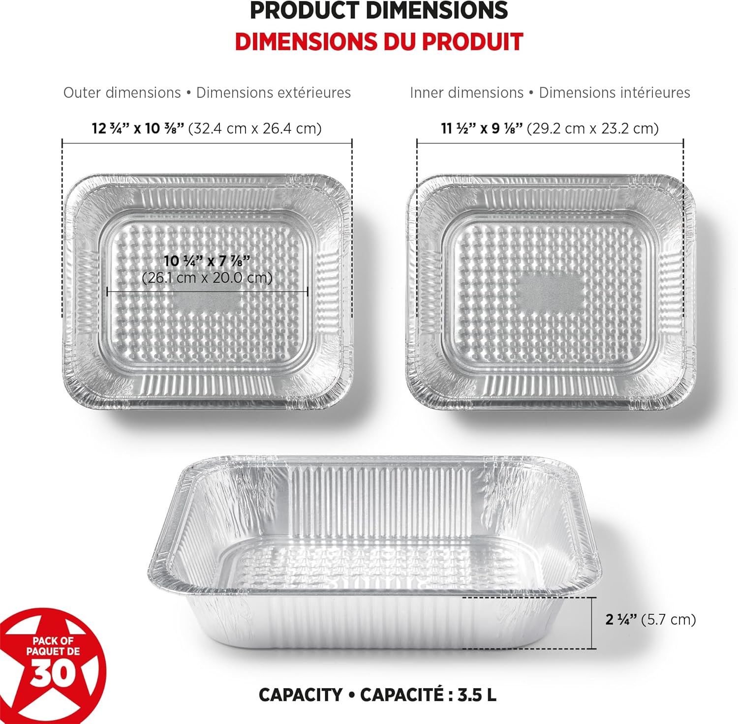 30-Pack Starfrit Half-Size Steam Table Pans - Recyclable & Disposable - Oven & Freezer Safe - Ideal for Cooking, Baking, Roasting & Meal Prep