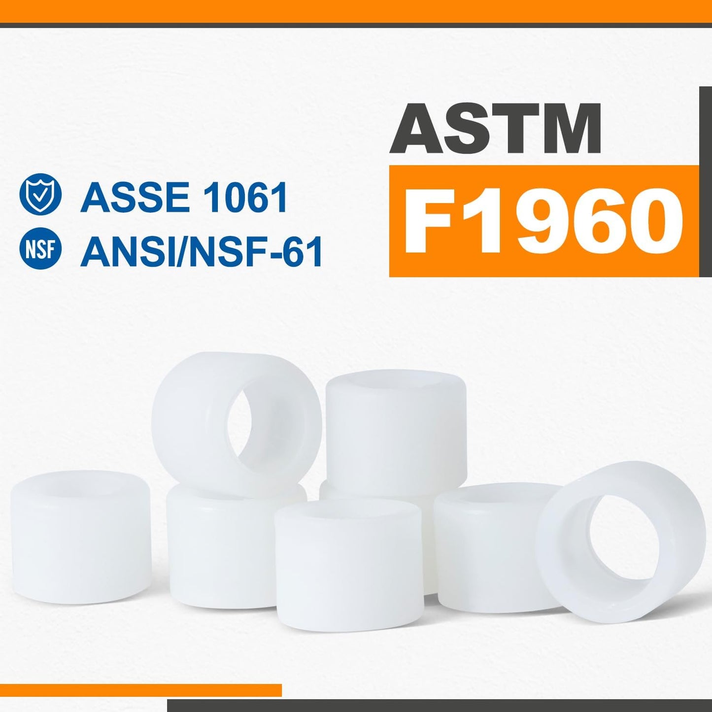 (30 Pack) SUNGATOR 1/2" PEX-A Expansion Rings, Plastic F1960 Sleeves for Pipe/Tubing System