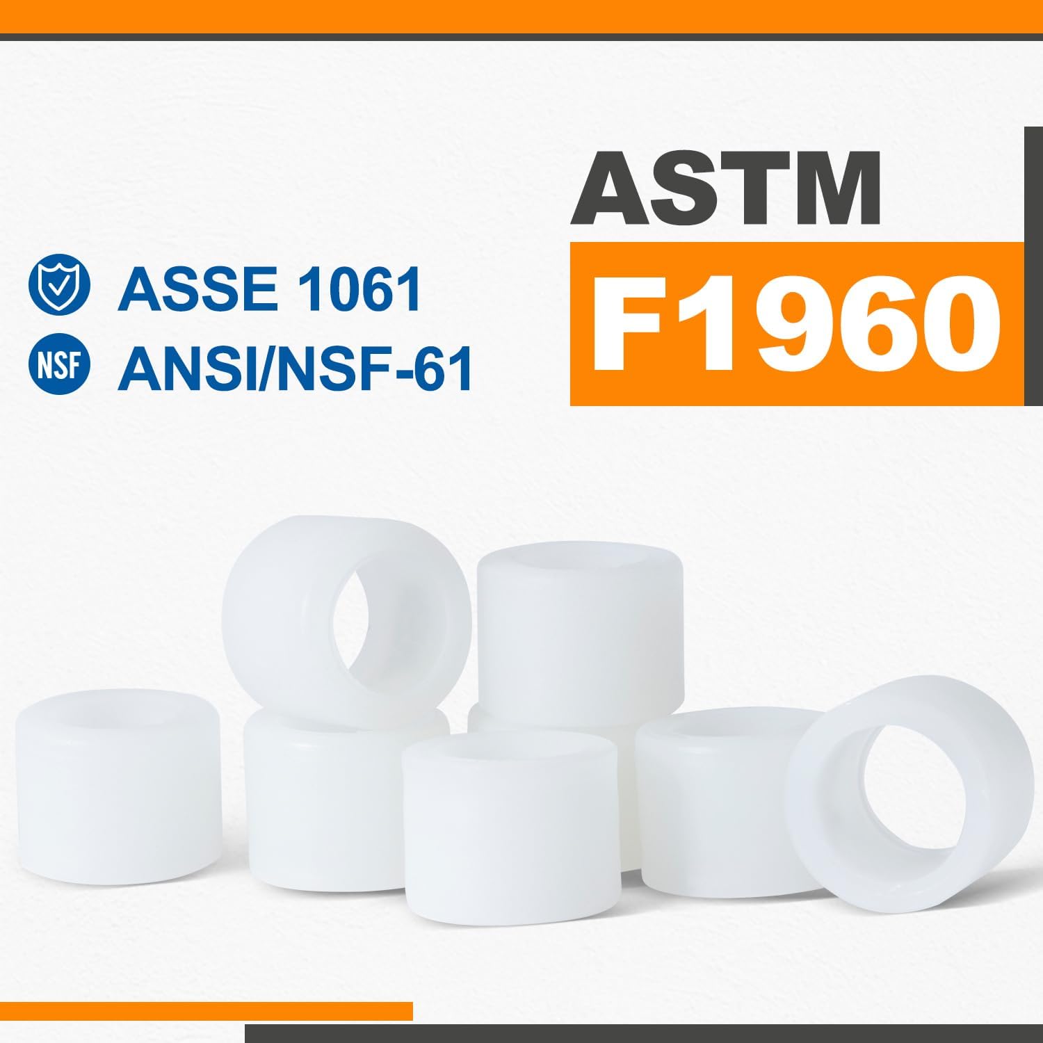 (30 Pack) SUNGATOR 1/2" PEX-A Expansion Rings, Plastic F1960 Sleeves for Pipe/Tubing System