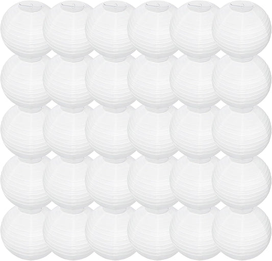 30 Pack White Round Paper Lanterns 6 Inch for Home Decor, Restaurant, Church, Wedding, Birthday Party - Hanging Chinese Japanese Paper Lantern Lamps