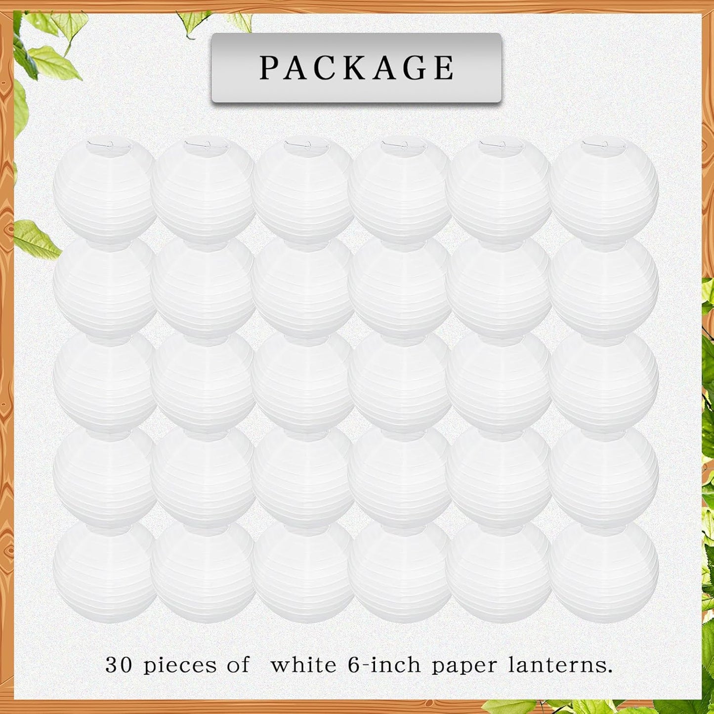30 Pack White Round Paper Lanterns 6 Inch for Home Decor, Restaurant, Church, Wedding, Birthday Party - Hanging Chinese Japanese Paper Lantern Lamps
