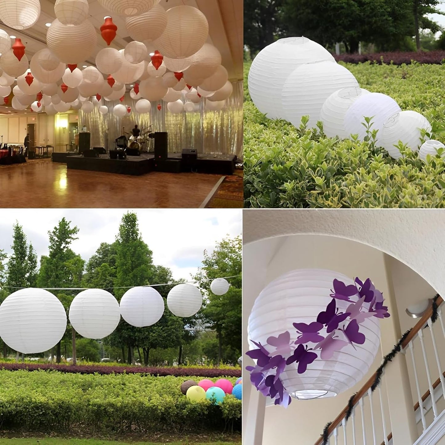 30 Pack White Round Paper Lanterns 6 Inch for Home Decor, Restaurant, Church, Wedding, Birthday Party - Hanging Chinese Japanese Paper Lantern Lamps