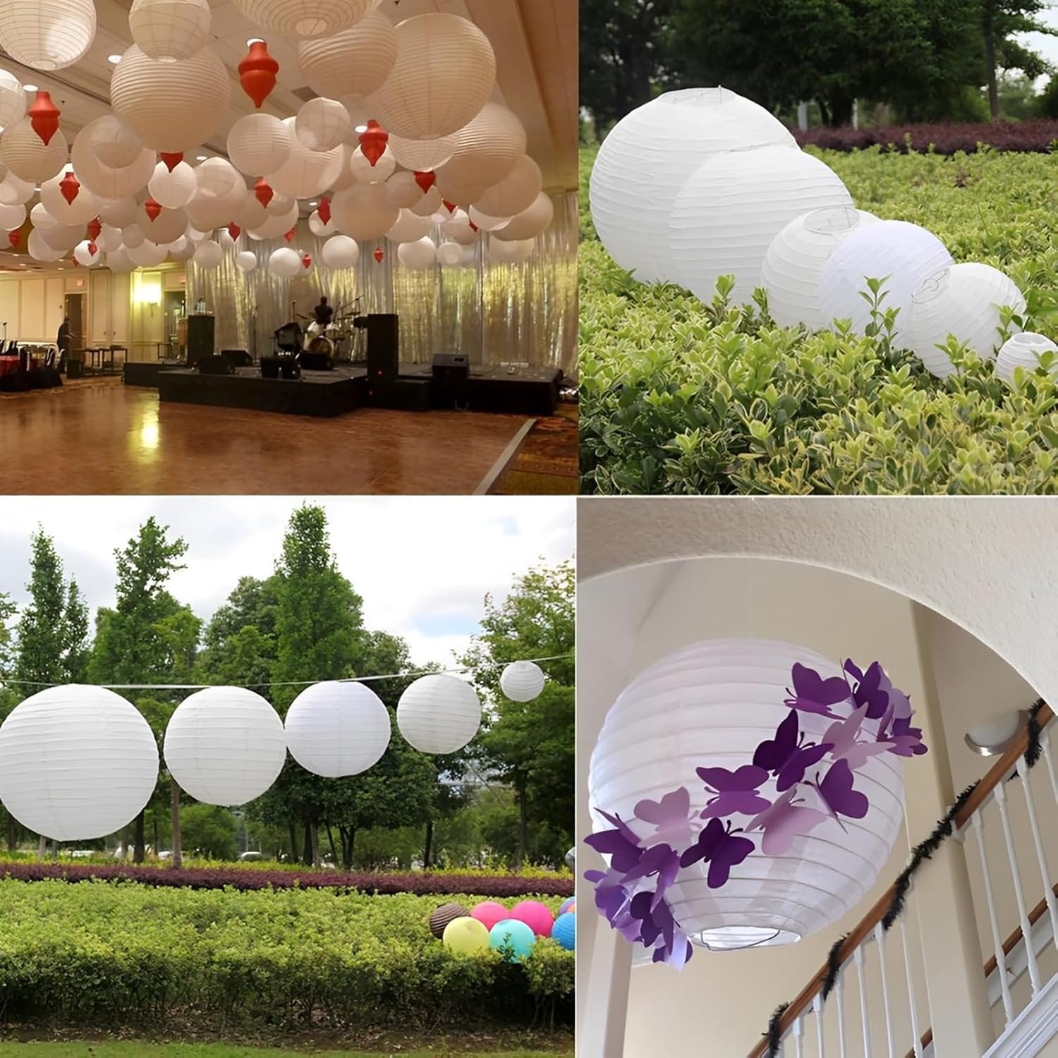 30 Pack White Round Paper Lanterns 6 Inch for Home Decor, Restaurant, Church, Wedding, Birthday Party - Hanging Chinese Japanese Paper Lantern Lamps