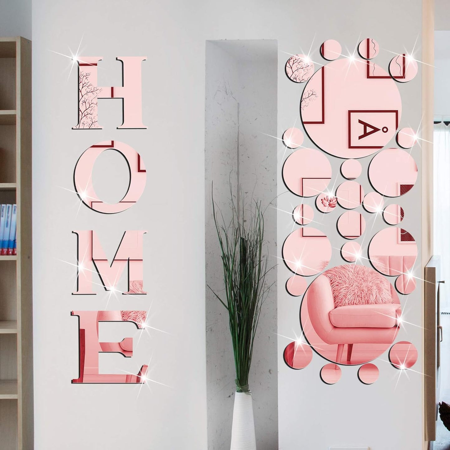 30-Piece DIY Acrylic Mirror Decals Set for Living Room Wall Decor - 3D Rose Gold Mirror Stickers for Home Bedroom Décor